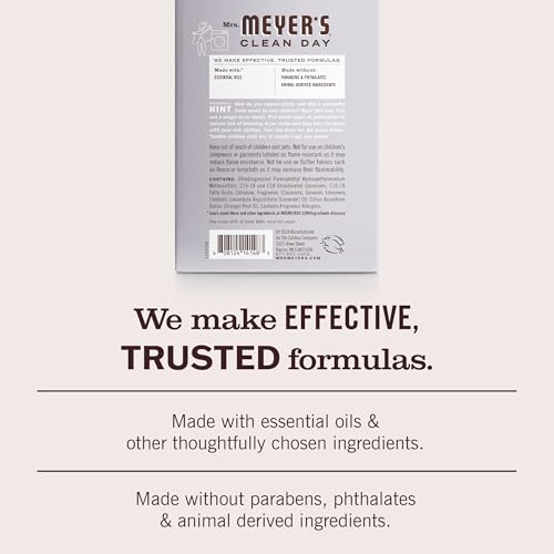 Label detail for Mrs. Meyer's Lavender dryer sheets