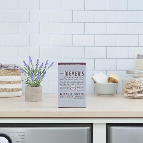 Box of dryer sheets in a laundry room setting