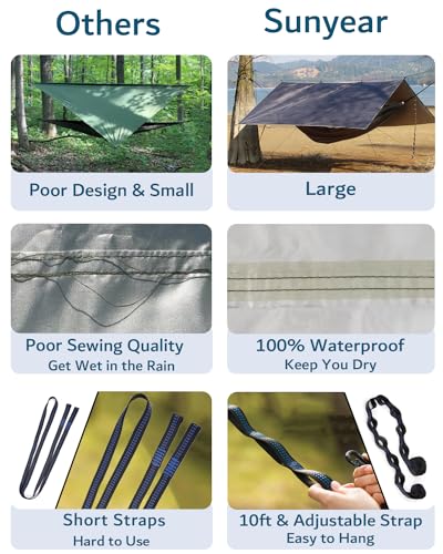 Sunyear portable double tree hammock side view