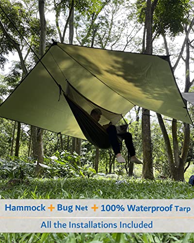 Sunyear camping hammock with integrated insect netting
