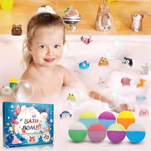 Bath bombs with animal toys inside