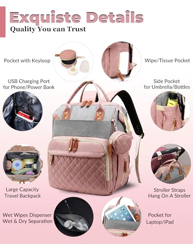 Foldable changing pad extended from backpack
