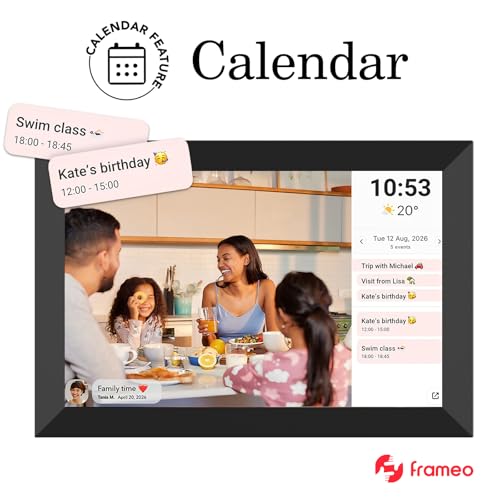 Akimart frame showing calendar and photo collage mode