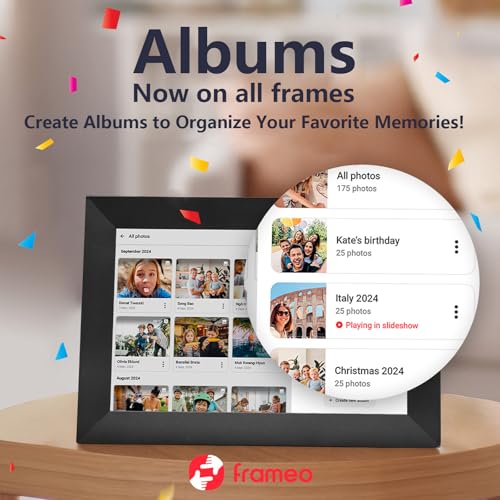 Close up of the Frameo app interface on a mobile device