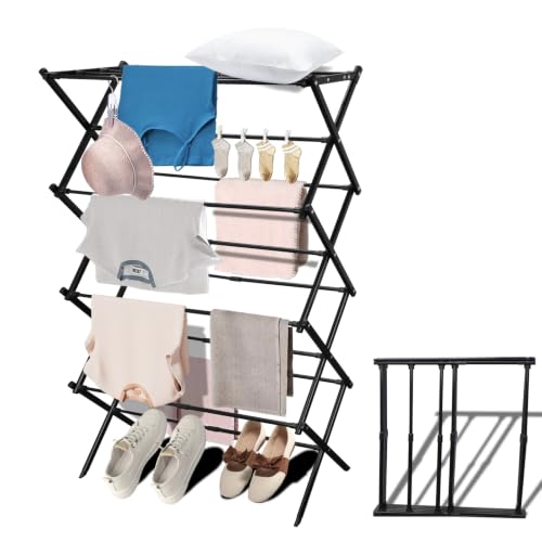 MOYEE 4-Tiers Foldable Clothes Drying Rack in black