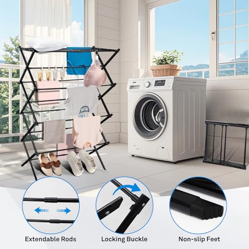 Folded MOYEE clothes drying rack for storage