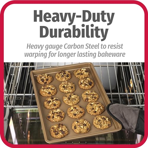 Bronze carbon steel baking sheet top view