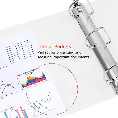 Opened binder showing interior pockets