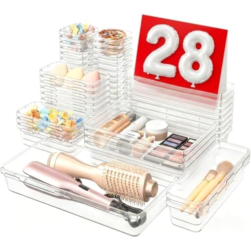 A-LuGei 28-piece clear drawer organizer set