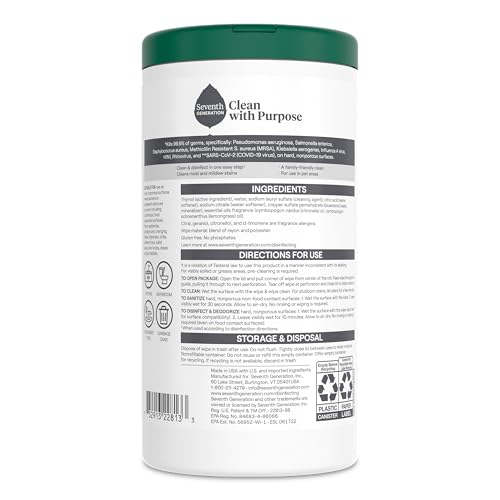 Close up of Seventh Generation Lemongrass Citrus wipe canister