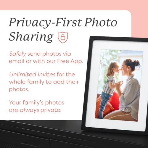 Digital frame displaying photos in a living room
