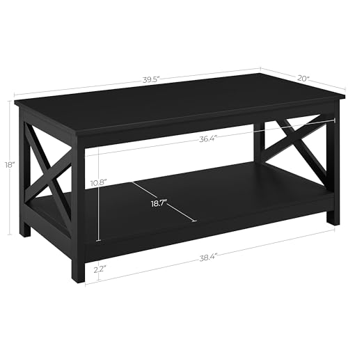 Yaheetech coffee table with storage shelf