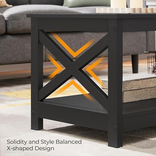 Yaheetech living room table with lower shelf