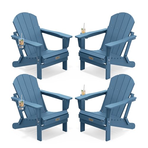 SERWALL Folding Adirondack Chair Set of 4 in Blue