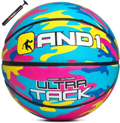 AND1 Ultra Grip Basketball pink and yellow side view