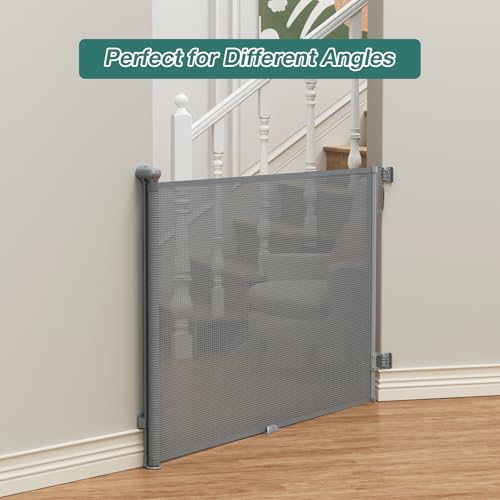 Grey retractable gate mesh detail