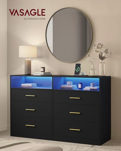Integrated power strip on dresser