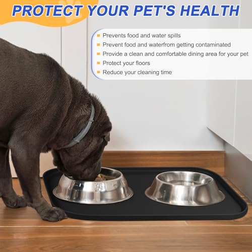 Black silicone pet placemat