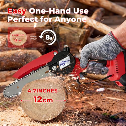 Handheld cordless chainsaw with ergonomic handle