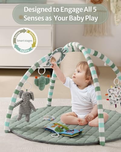 Close up of baby self-discovery mirror on gym