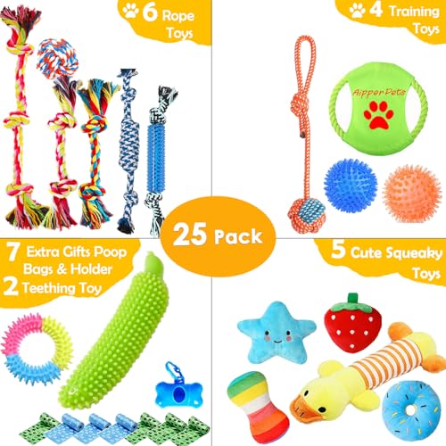 Assorted plush squeaky toys for dogs