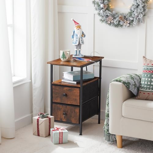 HOOBRO Side Table with Charging Station