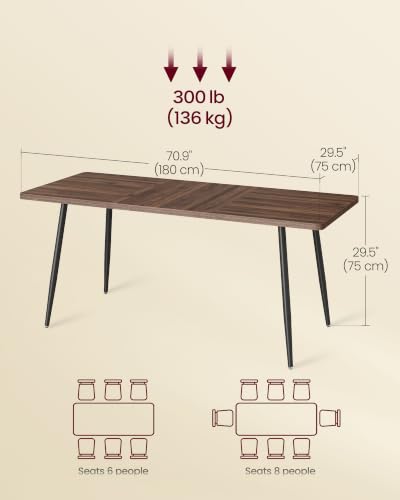 Walnut grain texture of the VASAGLE dining tabletop