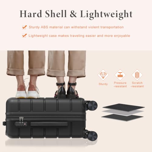 Expandable interior of Sweetcrispy black suitcase
