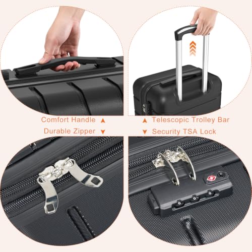 Adjustable telescopic handle on black suitcase