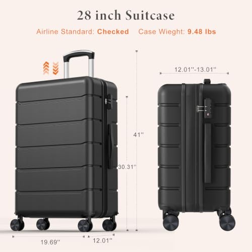 Side profile of Sweetcrispy 28 inch travel bag