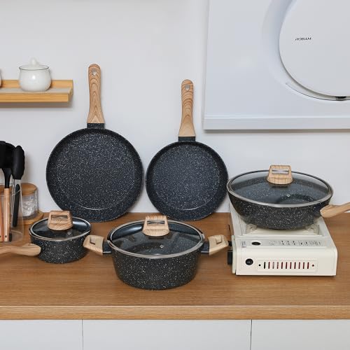 Anymark black non-stick frying pans