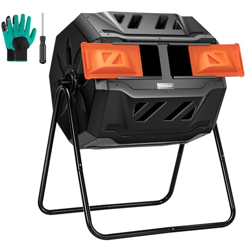 VIVOSUN 43 gallon orange tumbling composter front view