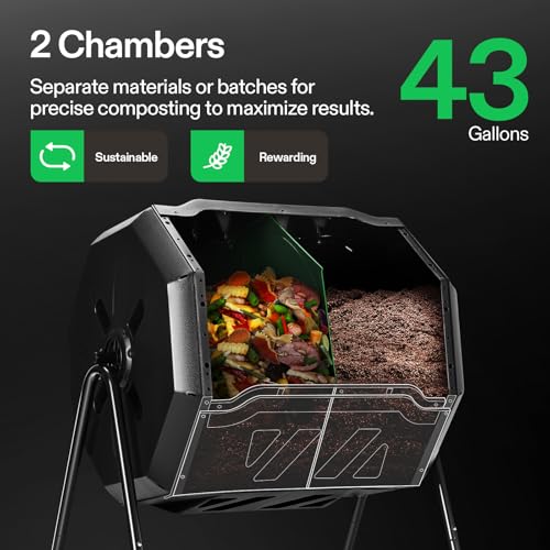 Dual chambers of the VIVOSUN rotating composter