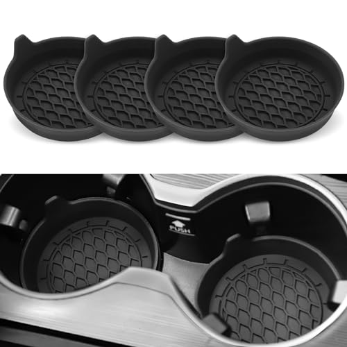 SINGARO black silicone cup holder coasters 4 pack