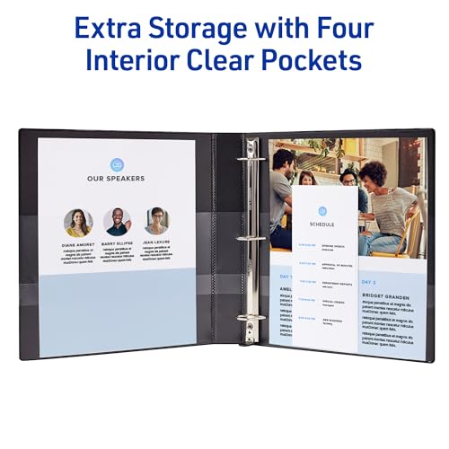 Interior storage pockets of Avery binder