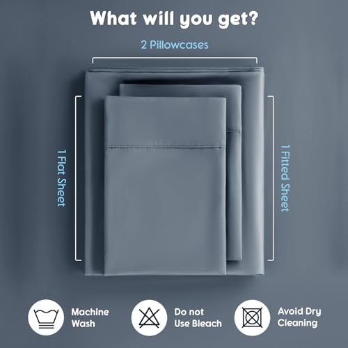 Top-down view of French Blue sheet set color tone