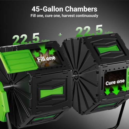Sturdy powder-coated steel frame of the compost bin
