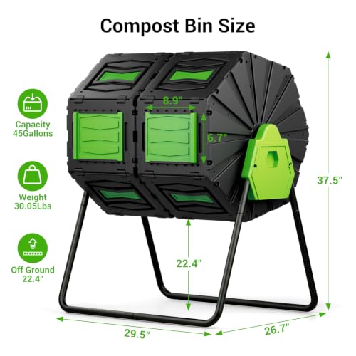 Back view of the 45 gallon dual chamber composter