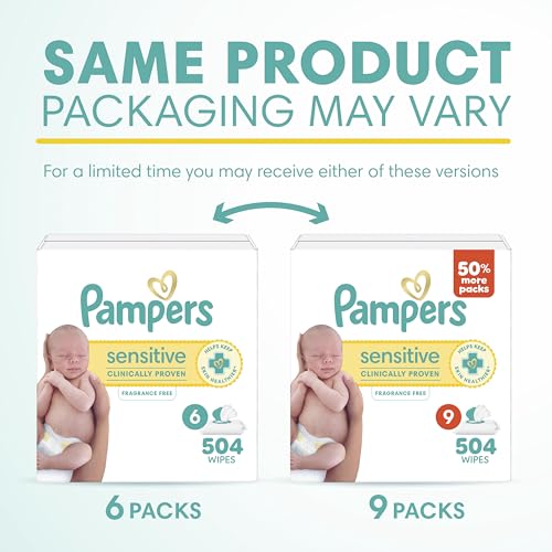 Pampers Sensitive flip-top wipe packaging