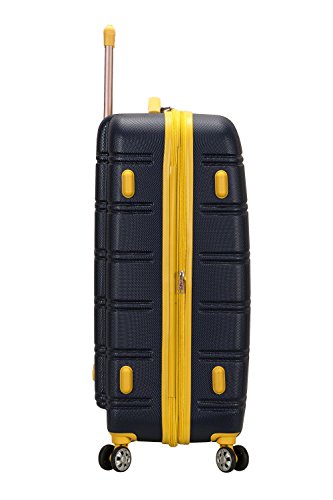 Rockland Melbourne Hardside Expandable Spinner Wheel Luggage Checked Large 28 Inch Navy back view