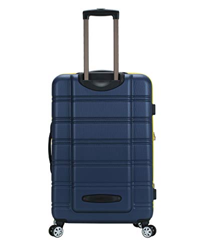 Rockland Melbourne Hardside Expandable Spinner Wheel Luggage Checked Large 28 Inch Navy wheels close up