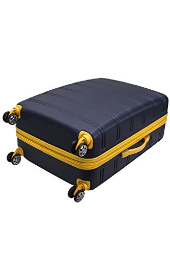 Rockland Melbourne Hardside Expandable Spinner Wheel Luggage Checked Large 28 Inch Navy handle extension