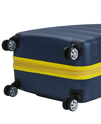 Rockland Melbourne Hardside Expandable Spinner Wheel Luggage Checked Large 28 Inch Navy mesh pocket detail