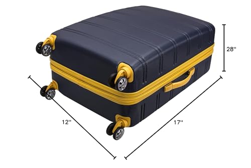 Rockland Melbourne Hardside Expandable Spinner Wheel Luggage Checked Large 28 Inch Navy zipper close up