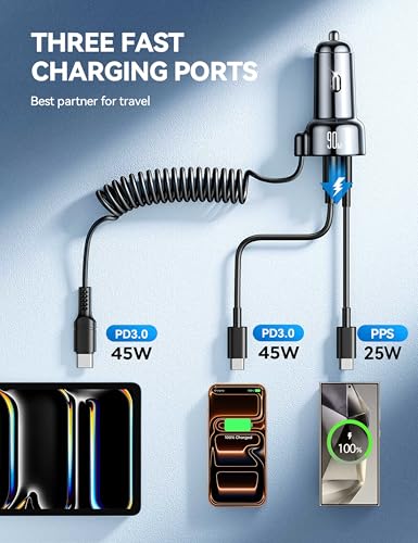 Side profile of FLYLEAD 90W fast car charger