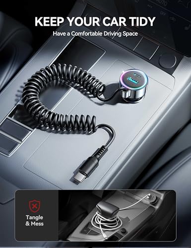 Close up of FLYLEAD 5 FT coiled USB C cable