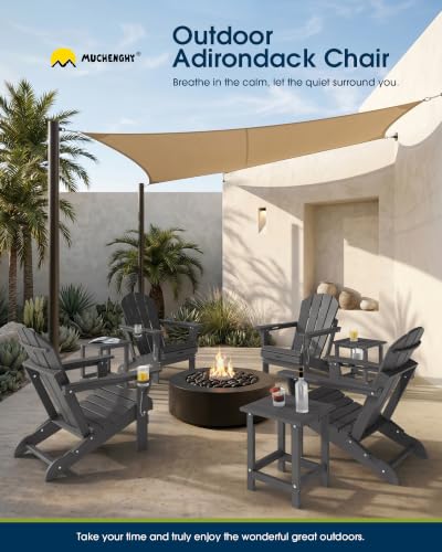Detailed armrest view of grey patio chair