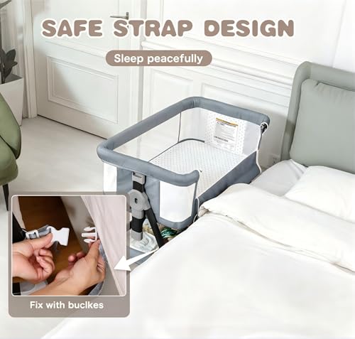 feelogos bedside sleeper showing height adjustment