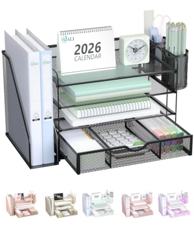 WALI 4-Tier Mesh Desk File Organizer
