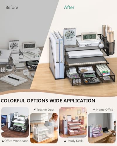 Front view of 4-tier letter trays